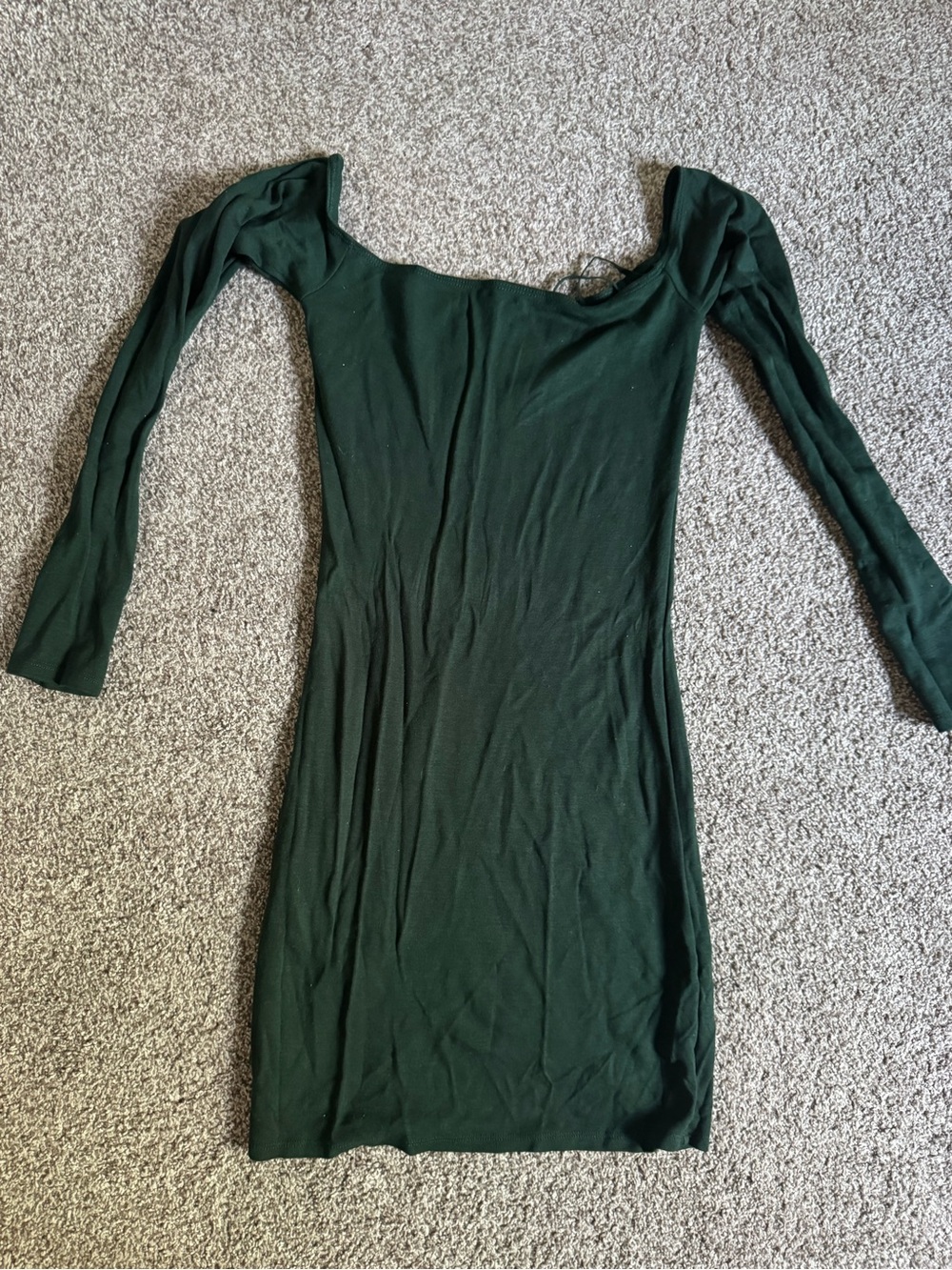 Garage Dark Green Long Sleeve Scoop Neck Bodycon Dress